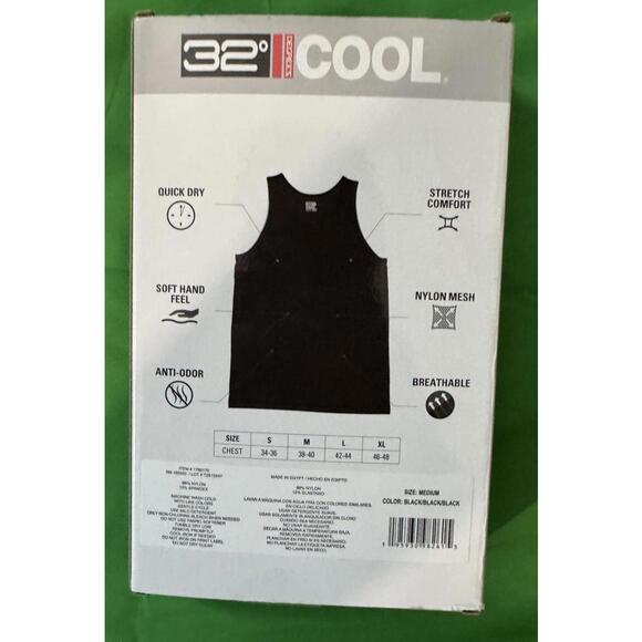 32 Degrees Cool Men's 3-Pack Comfort Mesh Tank T-Shirt Black Size M NEW! - Picture 2 of 3